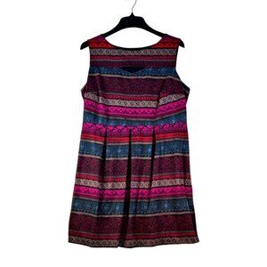 Sleeveless Dress Shift Fuchsia Blue Black Multi Color Stiped Enfocus Women